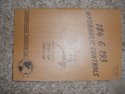 Caterpillar 184 193 hydraulic controls parts manual