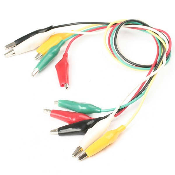 New 5X multi-colour crocodile alligator clip test leads 