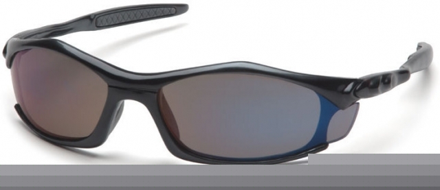 Pyramex solara safety glasses - blue mirror lens, black