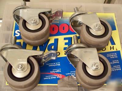 4 steinco twin wheel industrial casters 75MM 321 locks