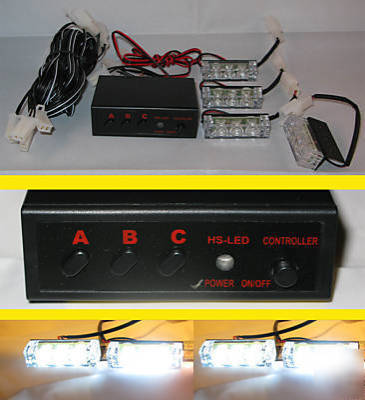 White/white-4 x 3 led emergency tow rescue strobe light