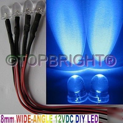 20PC 12VDC 8MM wide angle 40Â° blue led for car,bike,diy