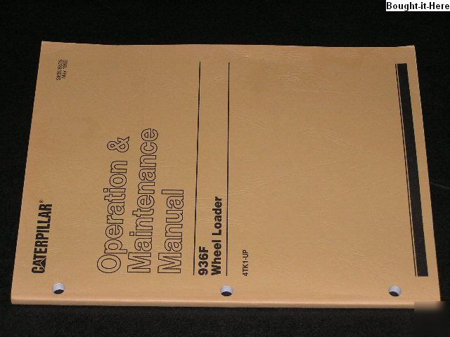 Caterpillar 936F wheel loader operators manual 4TK1-up