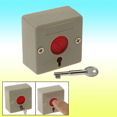 Grey plastic plastic cover w red button fire alarm