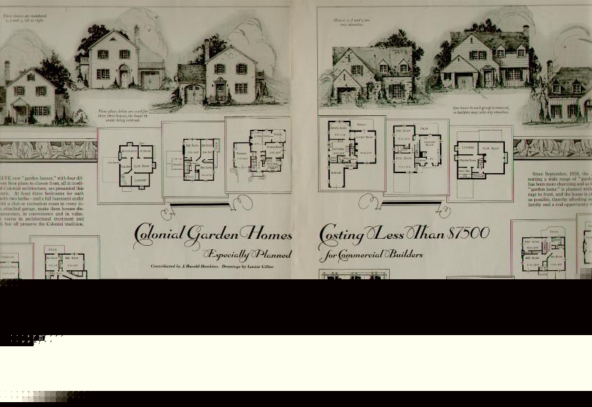 New 1929 colonial garden homes 2-pg. ad / 12 home plans