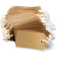 Pk of 100 premium quality 70 x 35 mm buff strung tags