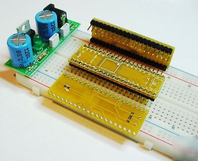 Tqfp 44 adptr w 3.3V power supply wall wart & breadboad