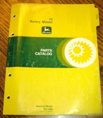 John deere 850 tractor 72 mower parts catalog book jd