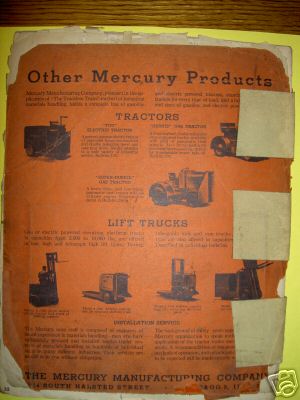 Mercury banty gas tractor antique vintage manual