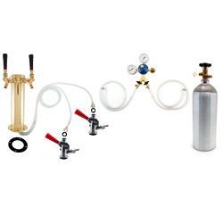 2 tap brass tower kegerator kit keg draft beer 10LB CO2