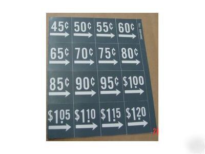 Price labels for soda/vending machine