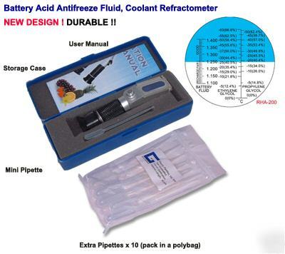Battery acid antifreeze glycol, coolant refractometer