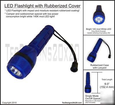 Led flashlight with rubberized cover