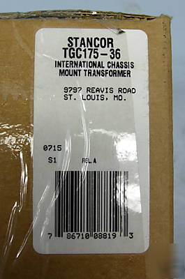 Stancor TGC175-36 transformer power rating 175VA