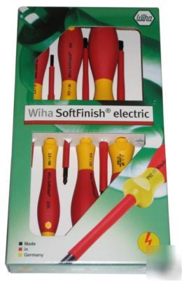 Wiha 6PC ph/slotted softfinish electric screwdriver set