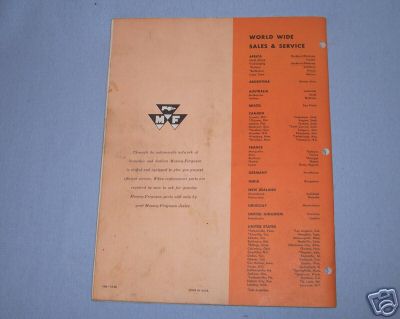 Vintage massey-ferguson no 31 rear mounted mower manual