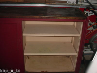 Antique 10' foot long back bar base - otb millbury, ma.