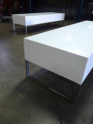 Chrome glass mid century modern bench baughman