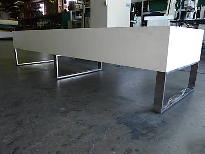 Chrome glass mid century modern bench baughman