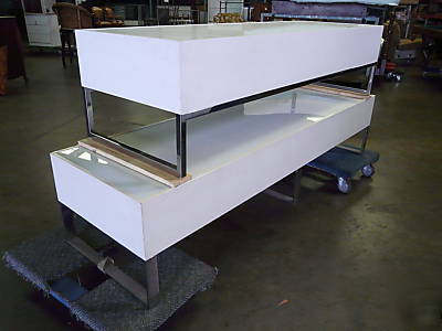 Chrome glass mid century modern bench baughman
