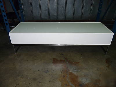 Chrome glass mid century modern bench baughman