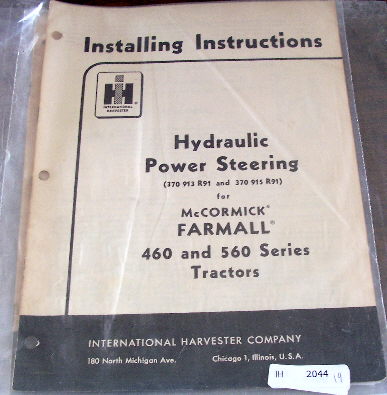 Mccormick farmall 460 560 tractor power steering manual