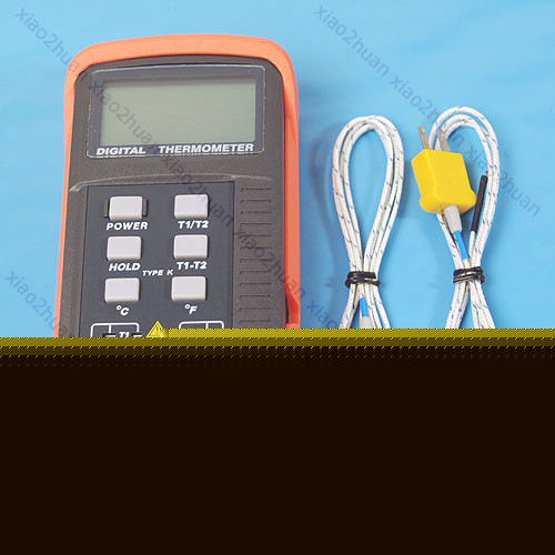 Dual 2 k-type digital thermometer w thermocouple sensor