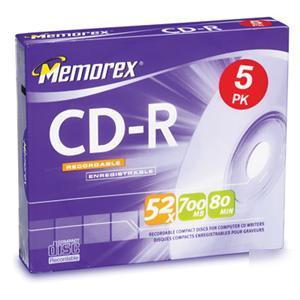 Cd-r 80 5 pack slim 52X