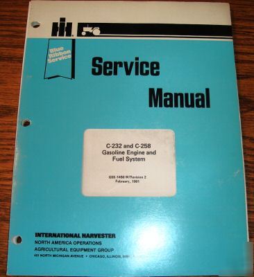 Ih c-232 & c-258 engine service repair manual brsm