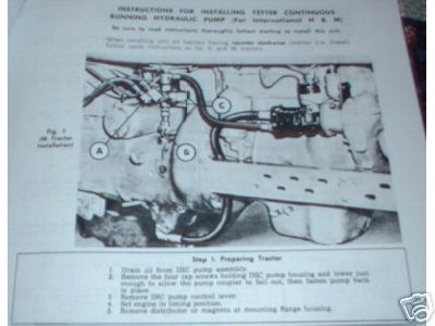 Ih farmall m & h yetter continuous run hydraulic pump