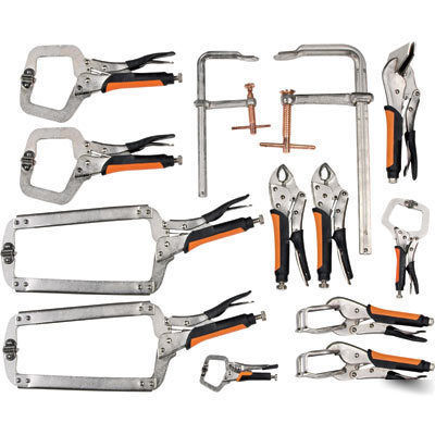 Welding clamp set commercial - 13 pc set - rubber grips