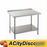 30X30 stainless top worktable w backsplash & undershelf