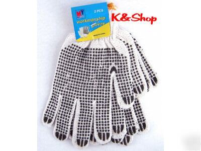 100 (25X2PAIR) 2SIDE dotted cotton knit work glove
