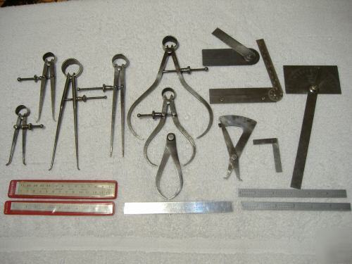 17 old machinist tools-calipers,gages,rules-lufkin-1931