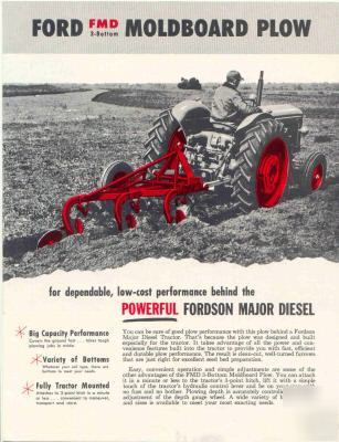 1956 ford tractor- fordson major diesel moldboard plow 