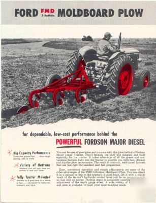 1956 ford tractor- fordson major diesel moldboard plow 