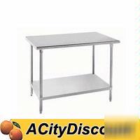 30X72 stainless worktable w galvanized legs, undershelf