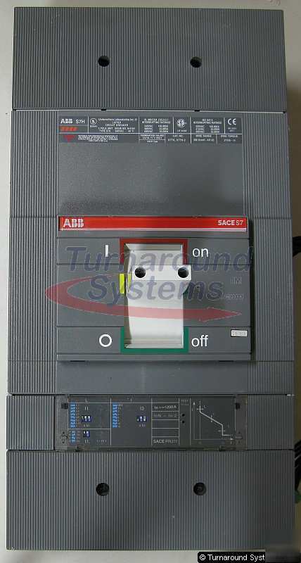 Abb S7HQ1200B breaker, 1,200 amp, electronic trip