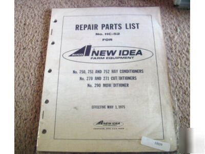 Avco parts list manuals 750 751 752 hay conditioner