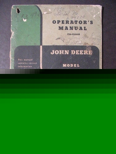 John deere model a tractor operators manual
