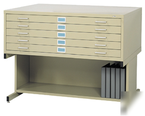 Safco 5 drawer flat file & high base 38X50 tropic sand