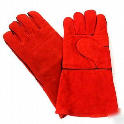 Welding gloves red leather 2 pair