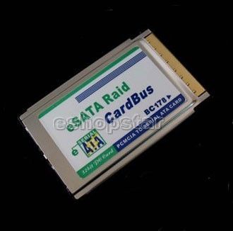 Notebook inside pcmcia to 2 port esata raid cardbus