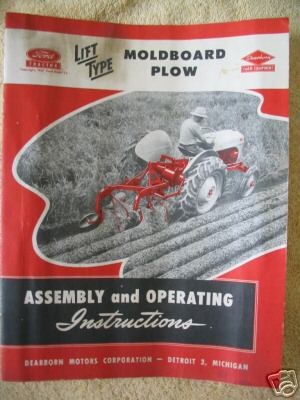 Ford dearborn lift type moldboard plow manual 8N 9N 2N