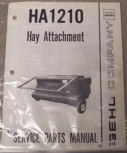 Gehl HA1210 hay attachment service parts manual