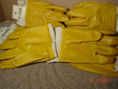 New 5,pairs,gloves,dipped,rubber,yellow,chemical,large, 