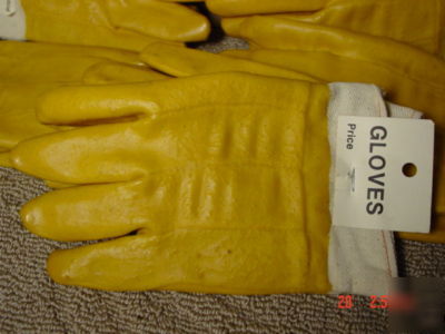 New 5,pairs,gloves,dipped,rubber,yellow,chemical,large, 