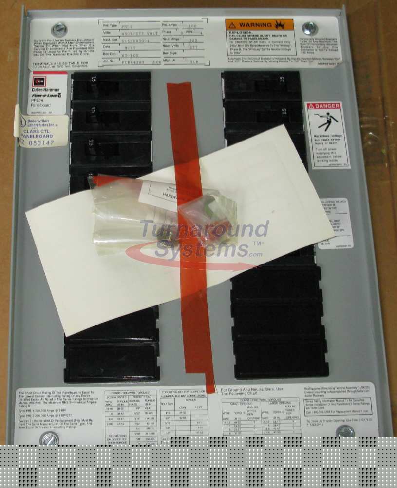 New cutler-hammer PRL1 panelboard, copper, 3 phase, 