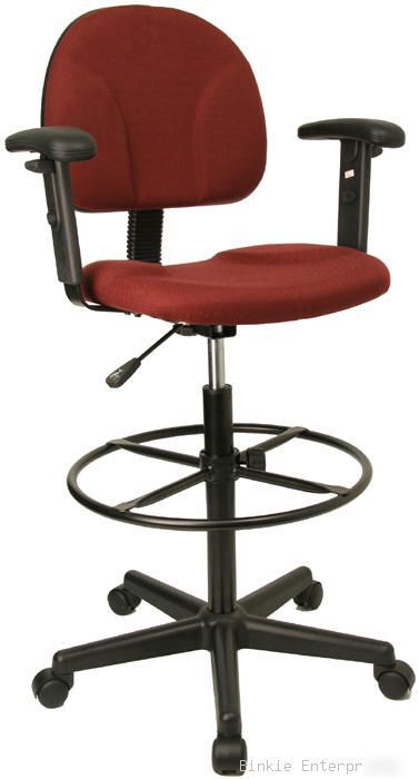 Burgundy multi function drafting stool adjustable arms