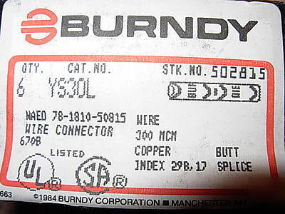 New lot of 4X boxes burndy wire connectors, in boxes